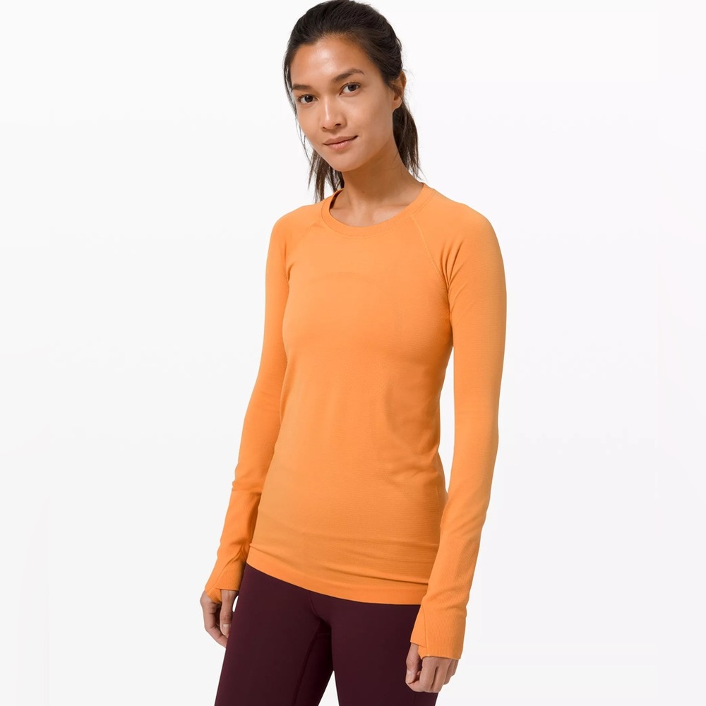 lululemon athletica Swiftly Tech Long Sleeve 2.0, Monarch Orange, Size 2
